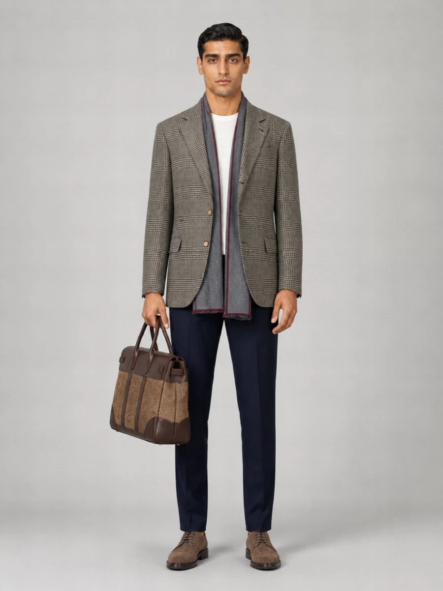 Brunello Cucinelli Cashmere Wool Prince Of Wales Single-Breasted Blazer