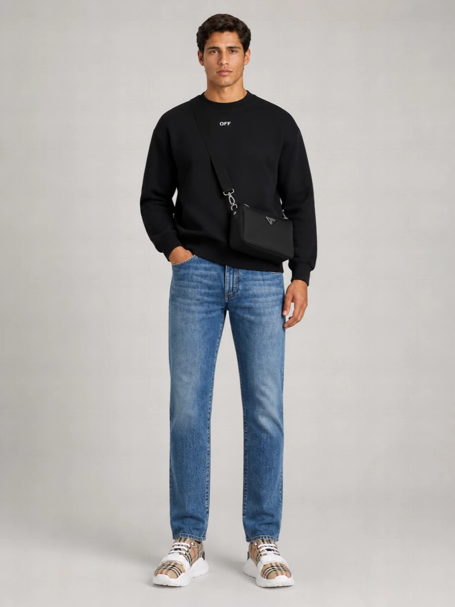 Prada Leather Crossbody Bag With Adjustable Shoulder Strap