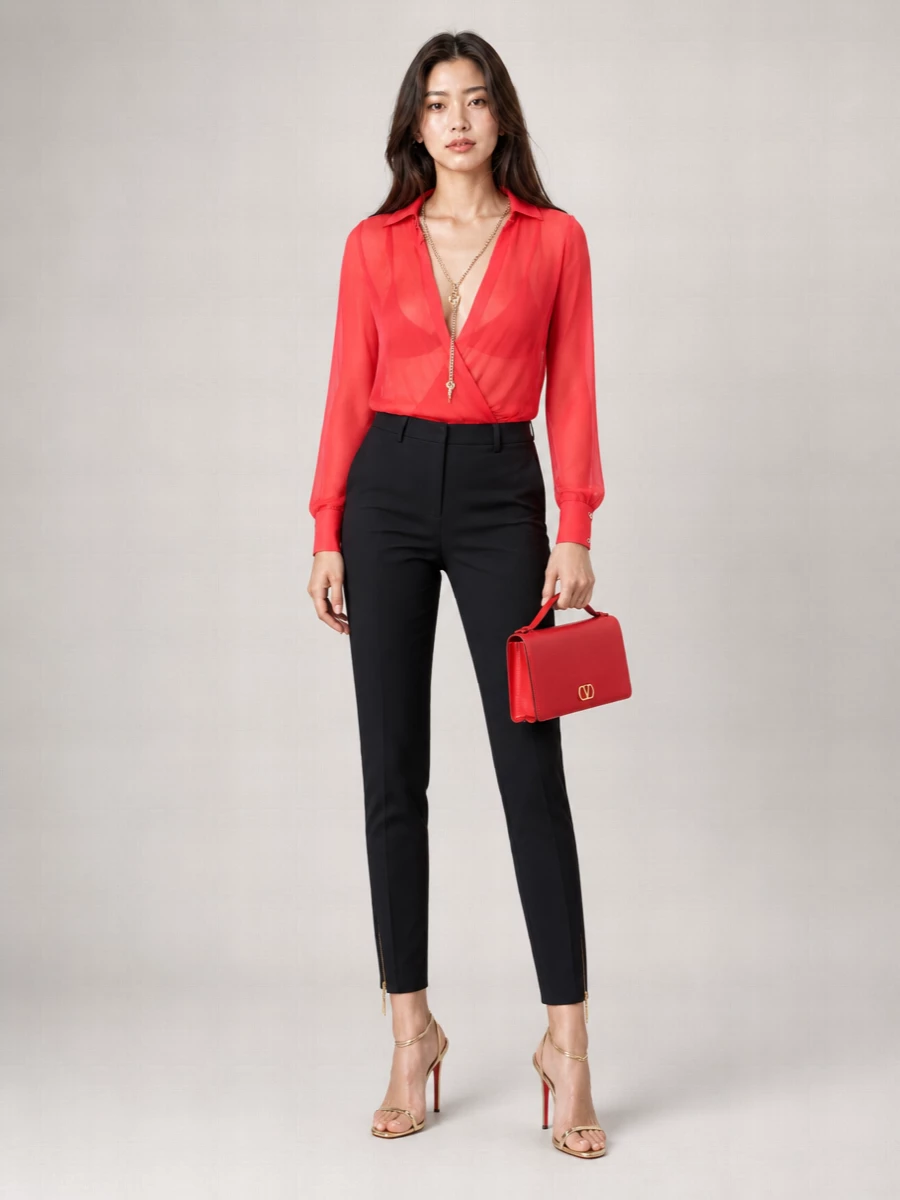 Elisabetta Franchi Viscose V-Neck Long-Sleeve Body