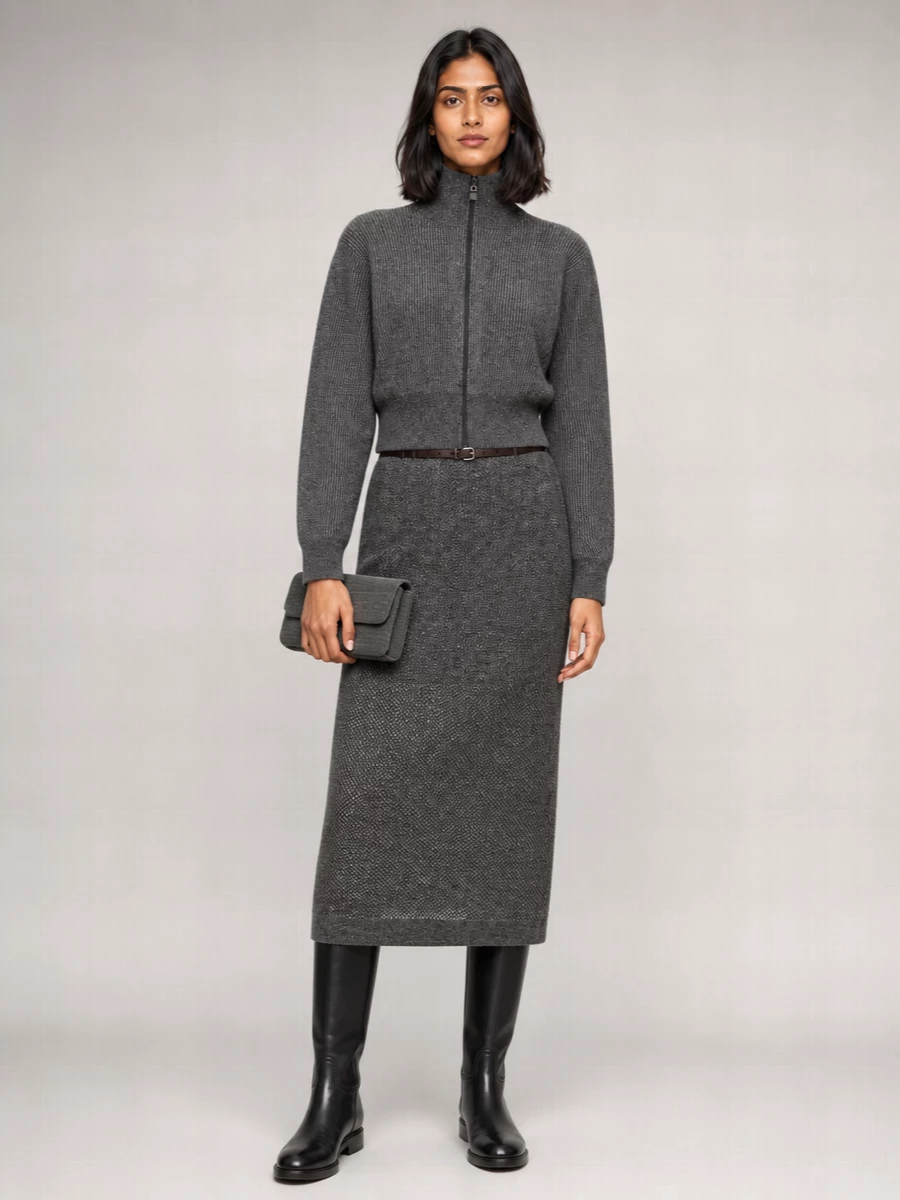 Brunello Cucinelli Cashmere Ribbed Cropped Zip-Up Cardigan