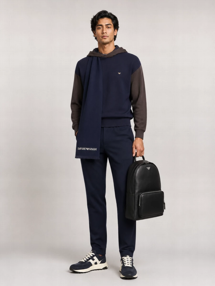 Emporio Armani Virgin Wool Hooded Sweater