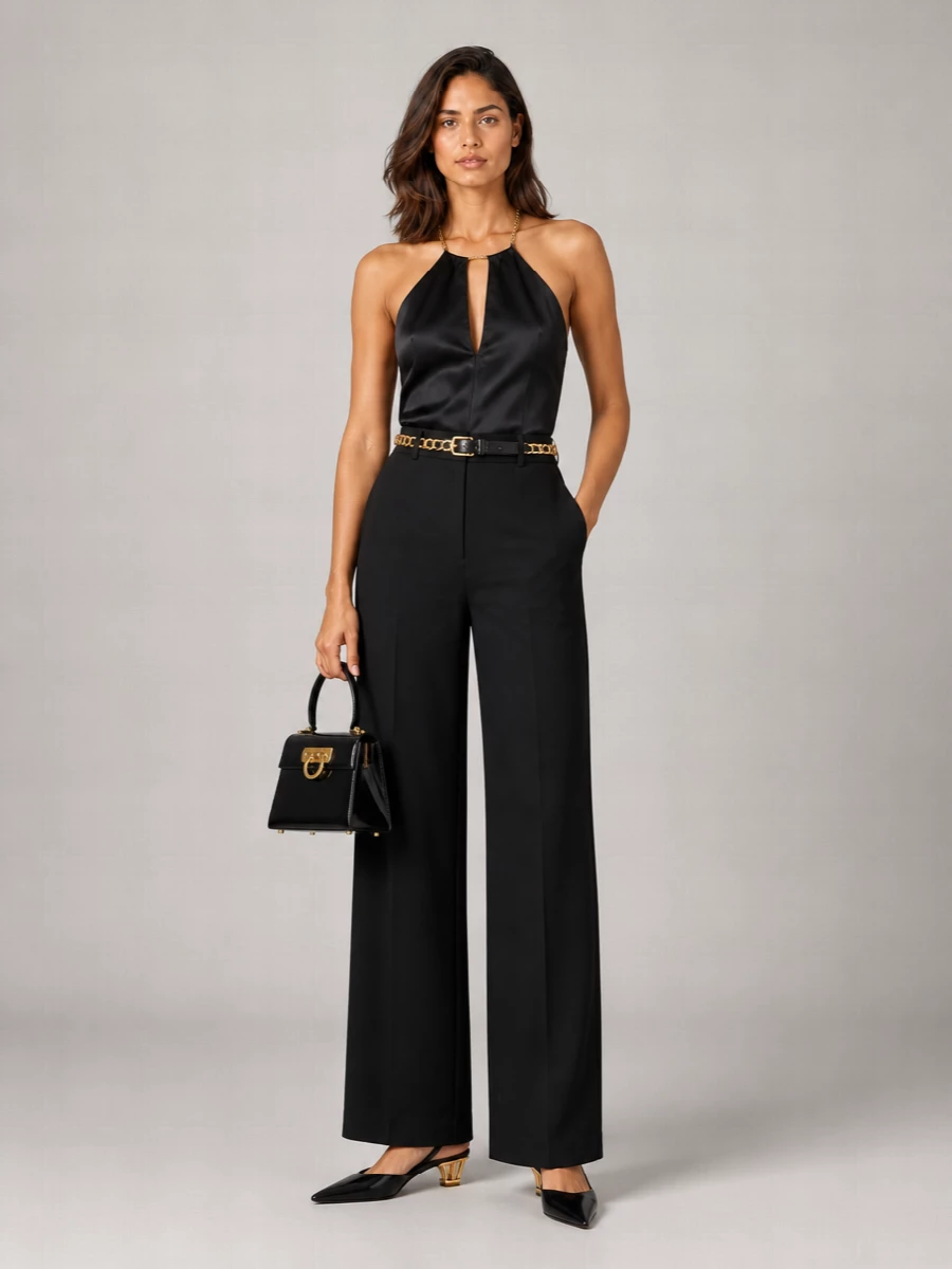 Ferragamo Silk High-Rise Wide-Leg Trousers