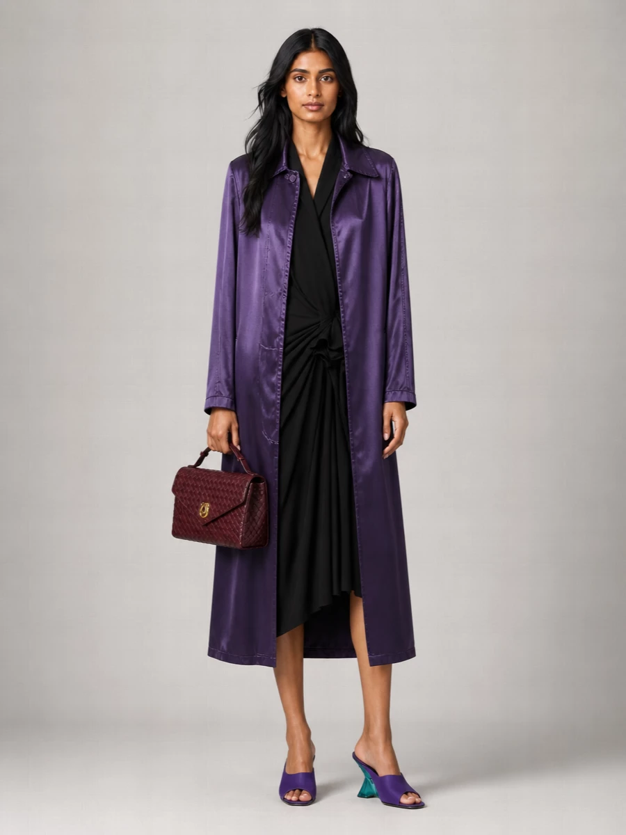 Dries Van Noten Technical Satin Single-Breasted Coat