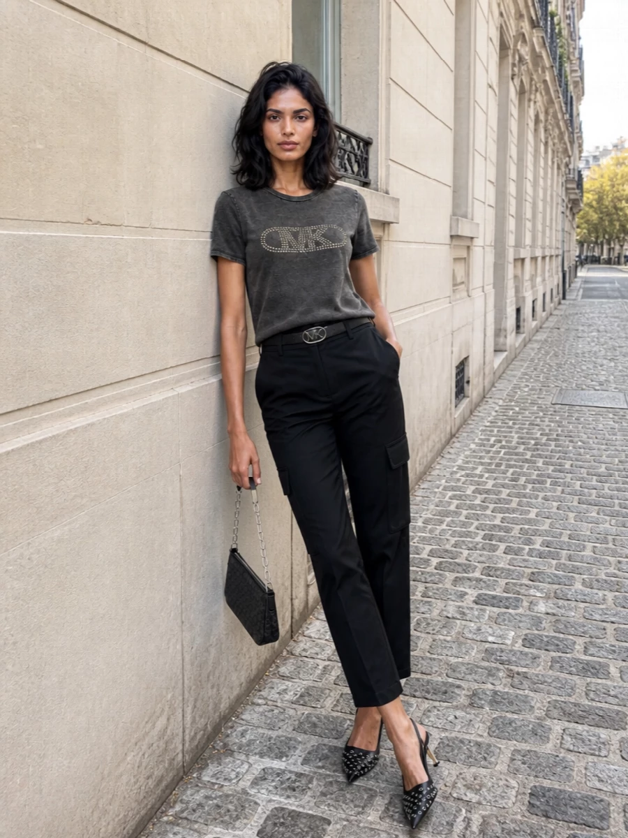 Michael kors stud tee cargo pants heels