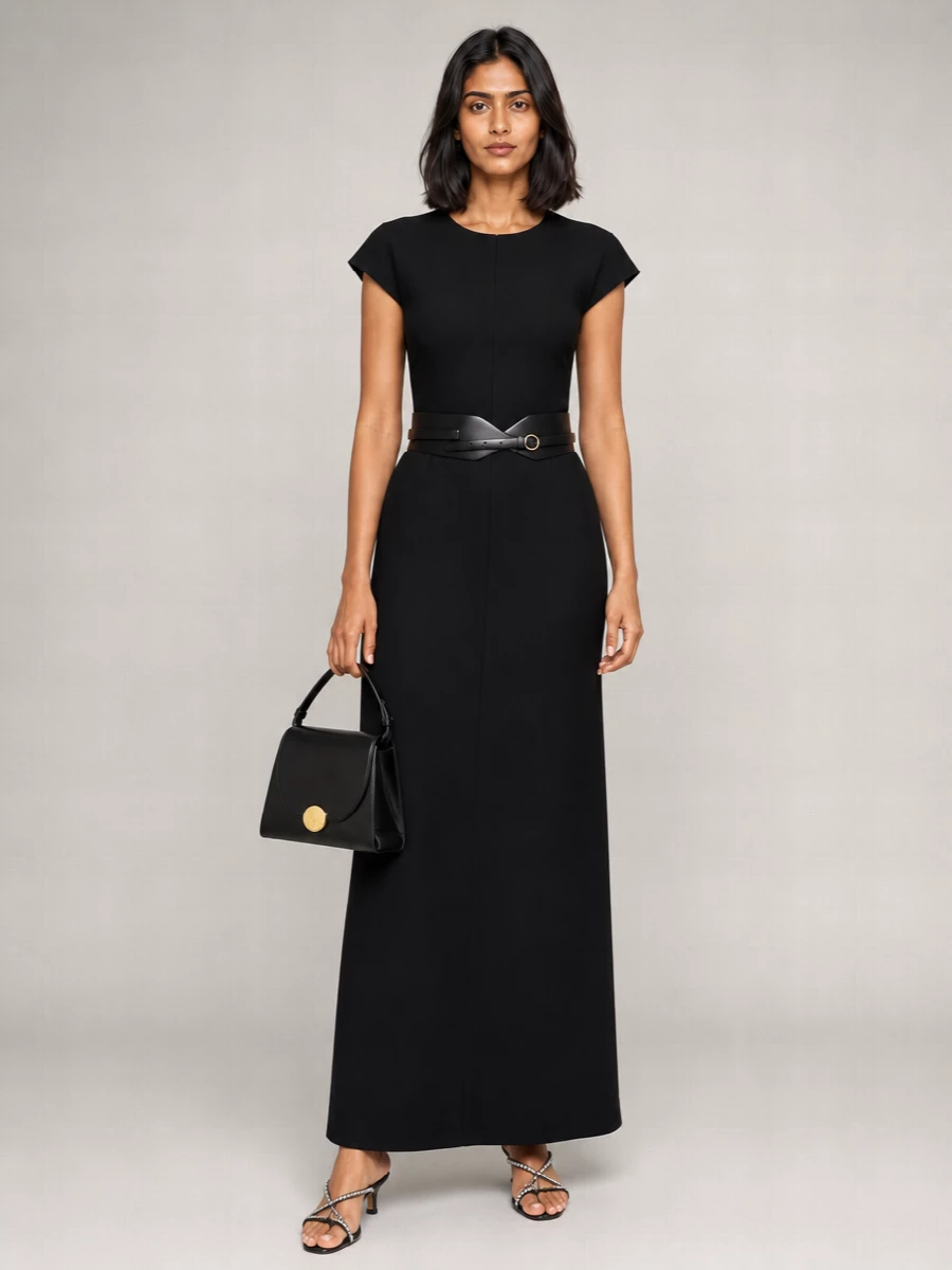 Jil Sander Virgin Wool Cutout Maxi Dress