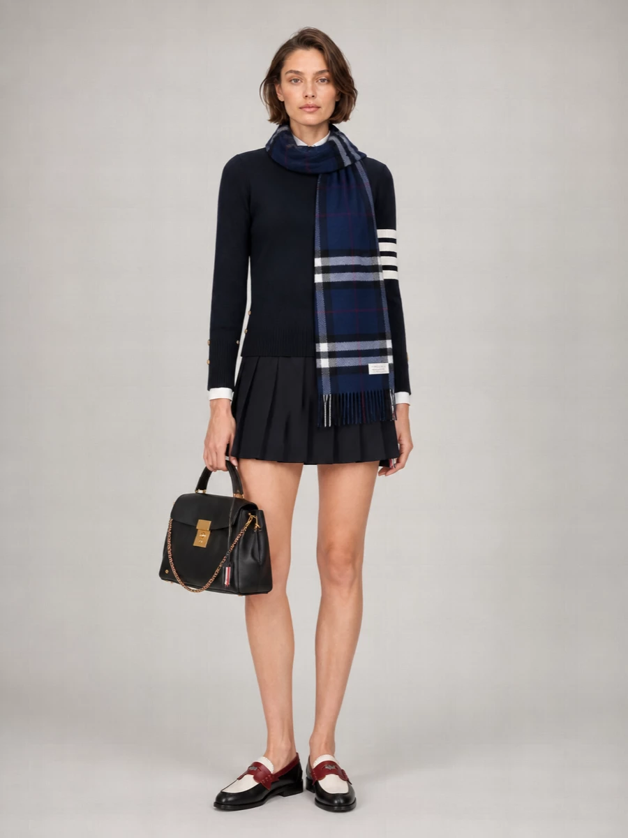 Burberry Cashmere Scarf Featuring Check Pattern And Fringe