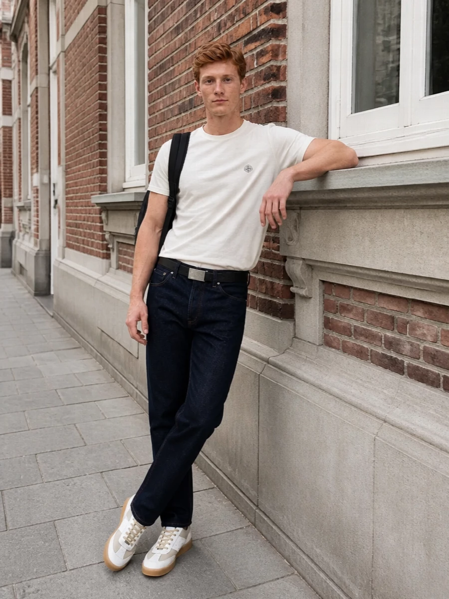 Stone island jeans off white tee gum sole sneakers