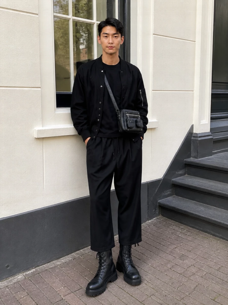 Sacai bomber cropped trousers balenciaga boots