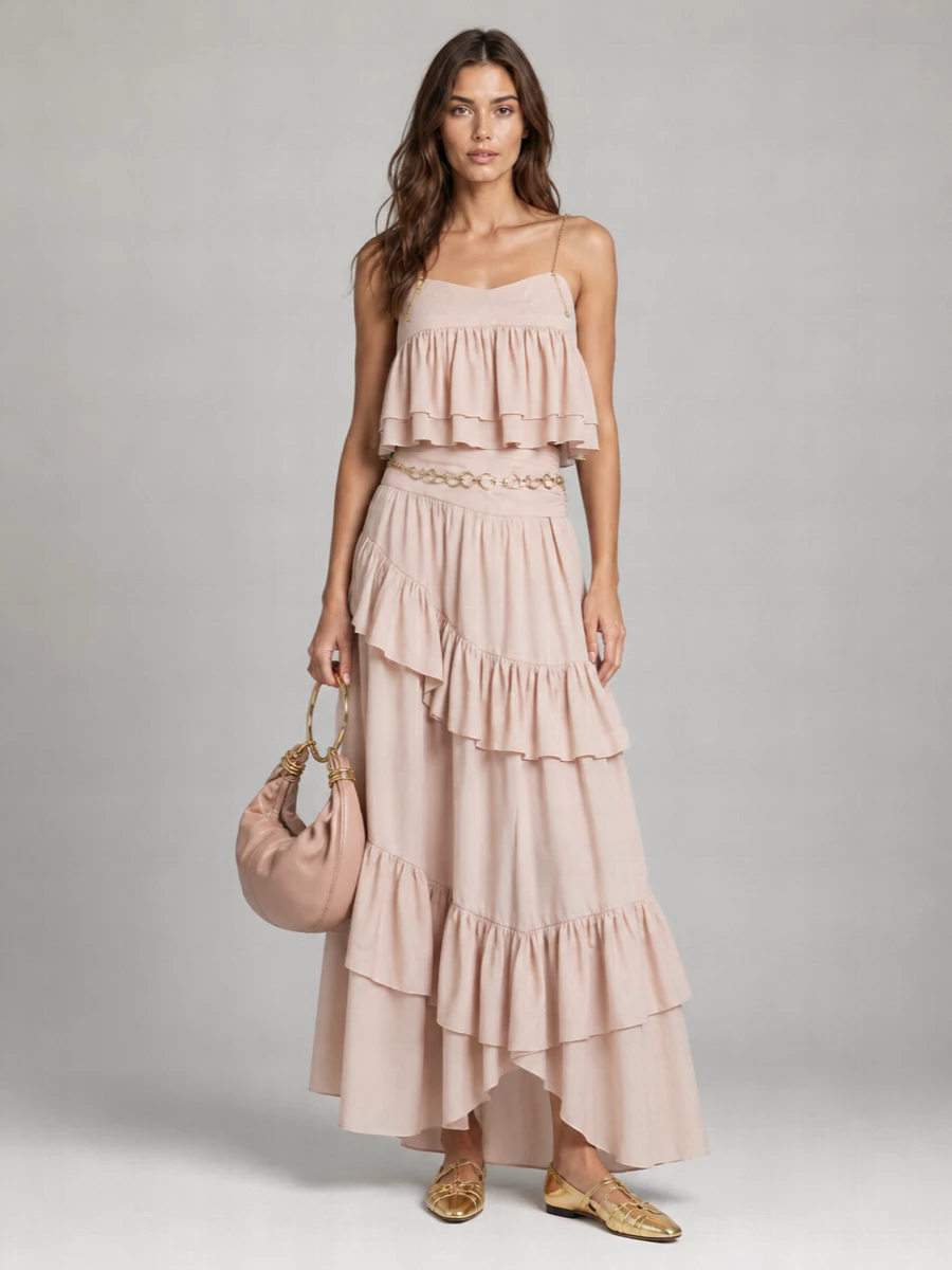 Chloé Asymmetric Cotton Midi Skirt