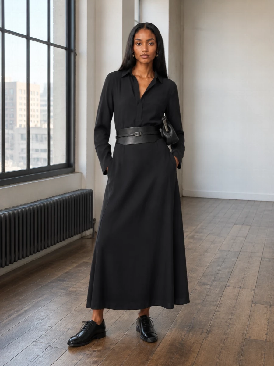 Max mara black shirt dress derbies mini bag