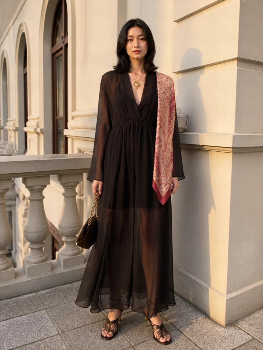 Alberta ferretti espresso maxi dress ferragamo