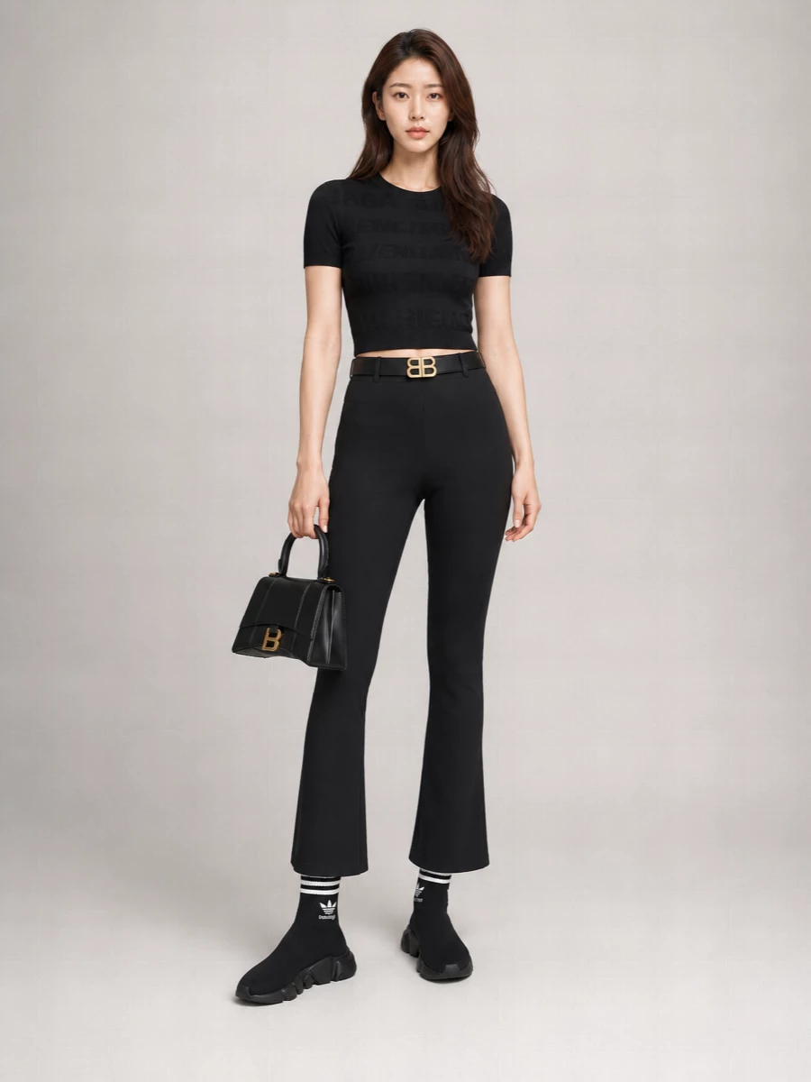 Balenciaga Viscose Logo-Embroidered Cropped T-Shirt