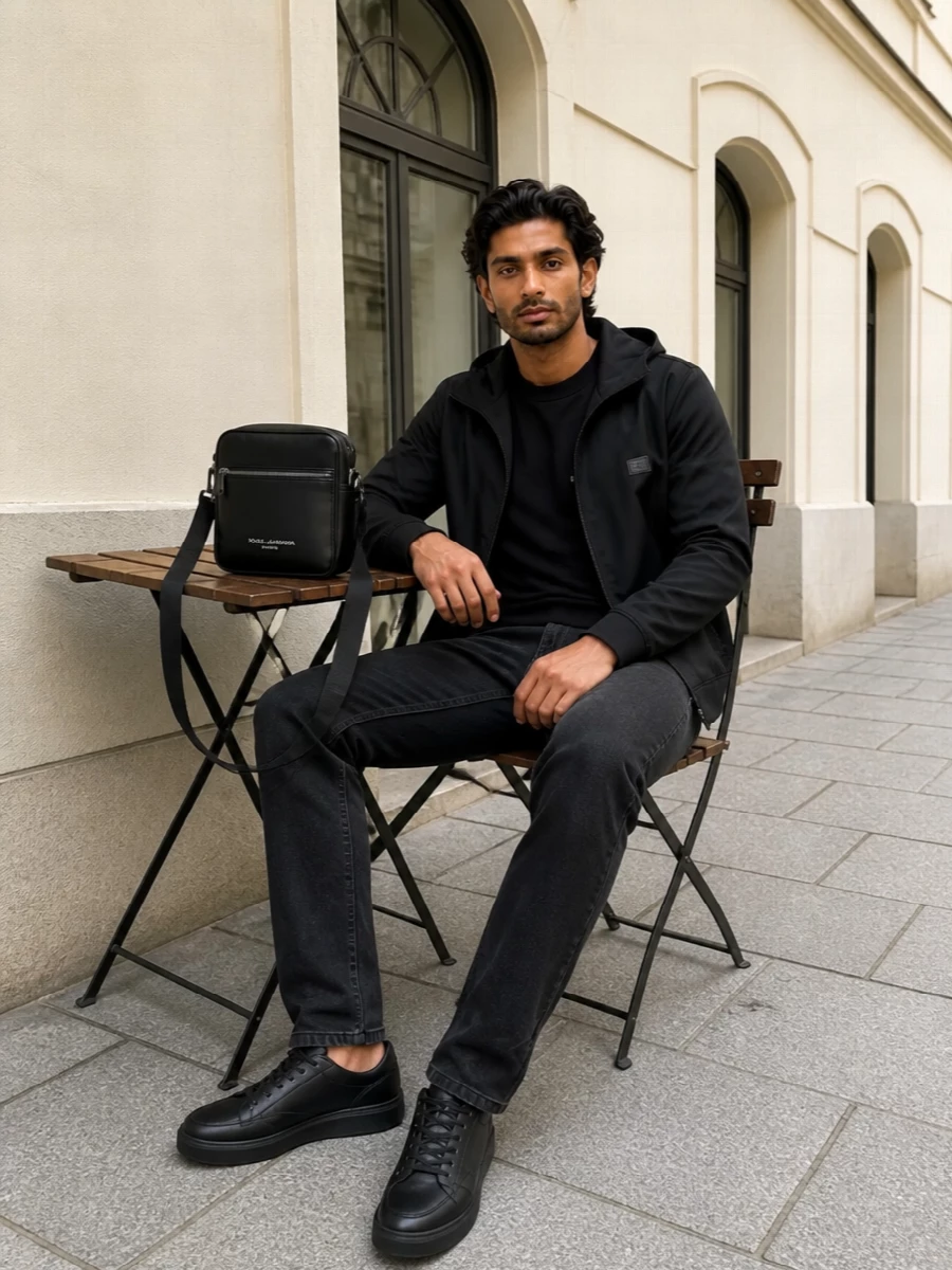 Dolce gabbana black hoodie jacket jeans outfit