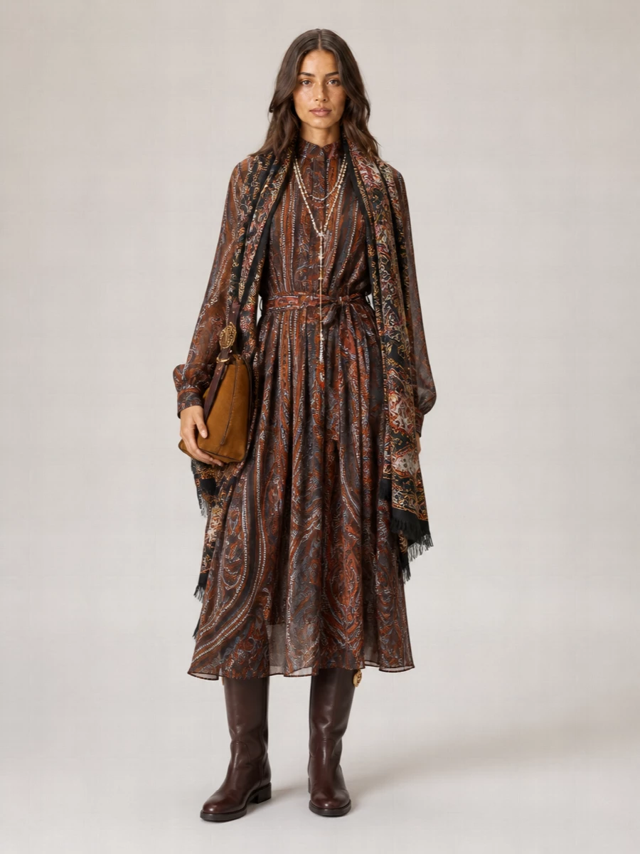 Etro Cashmere Fringed Logo Print Scarf