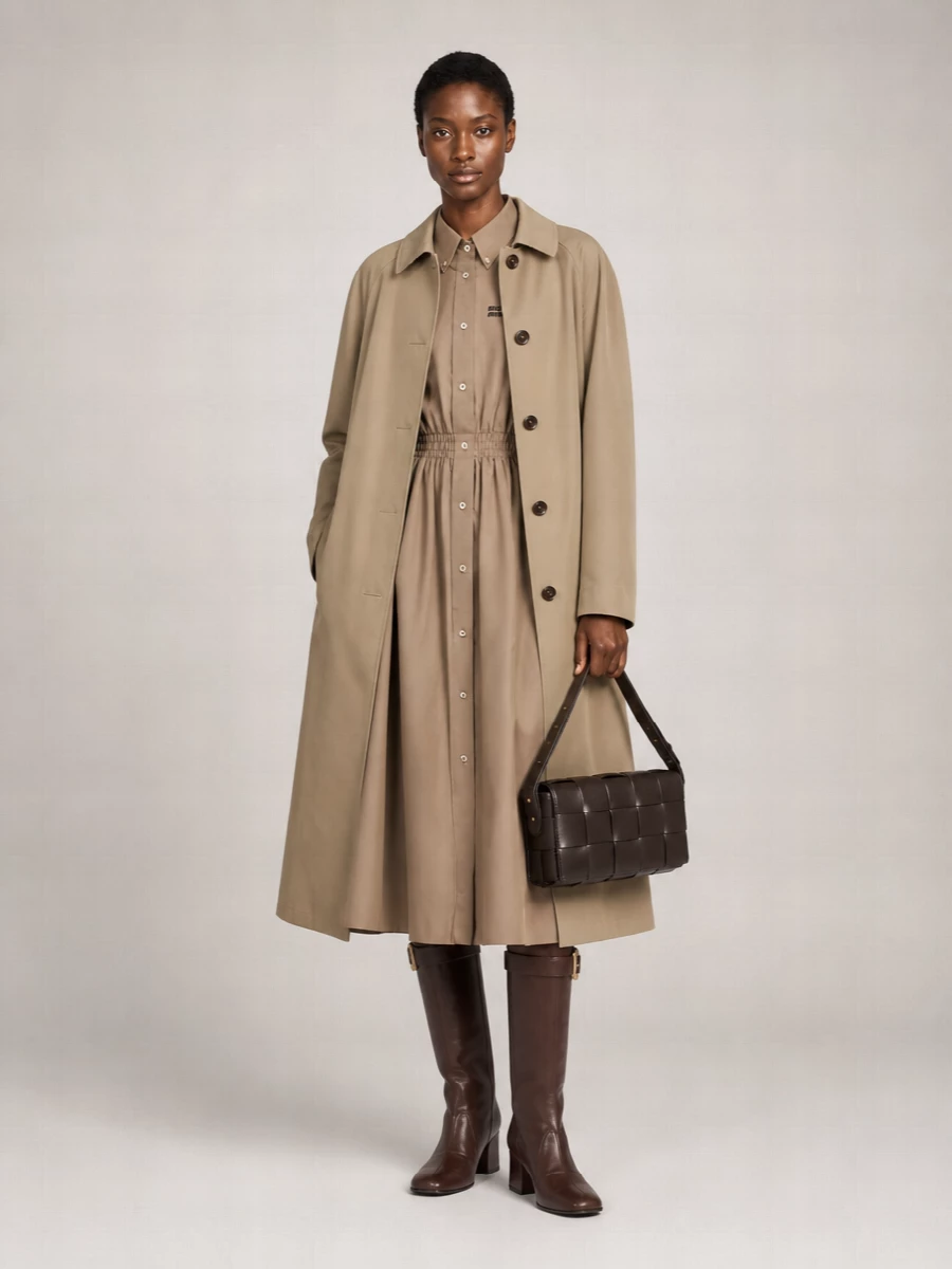 Miu Miu Cotton Single Breasted Trench Coat