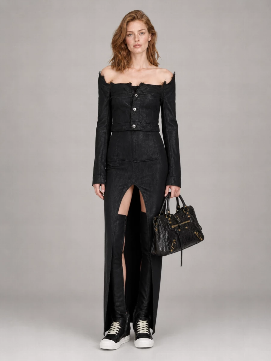 Rick Owens Drkshdw Denim Fringed Cropped Jacket