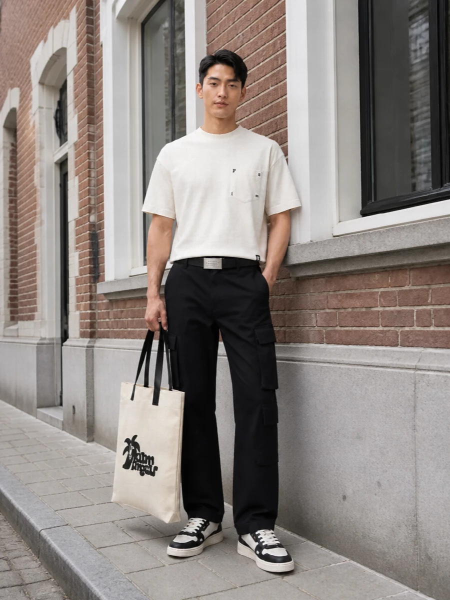 Palm angels tee black cargo pants sneakers