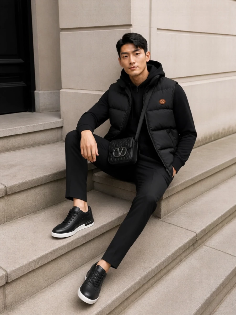 Valentino padded gilet streetwear outfit