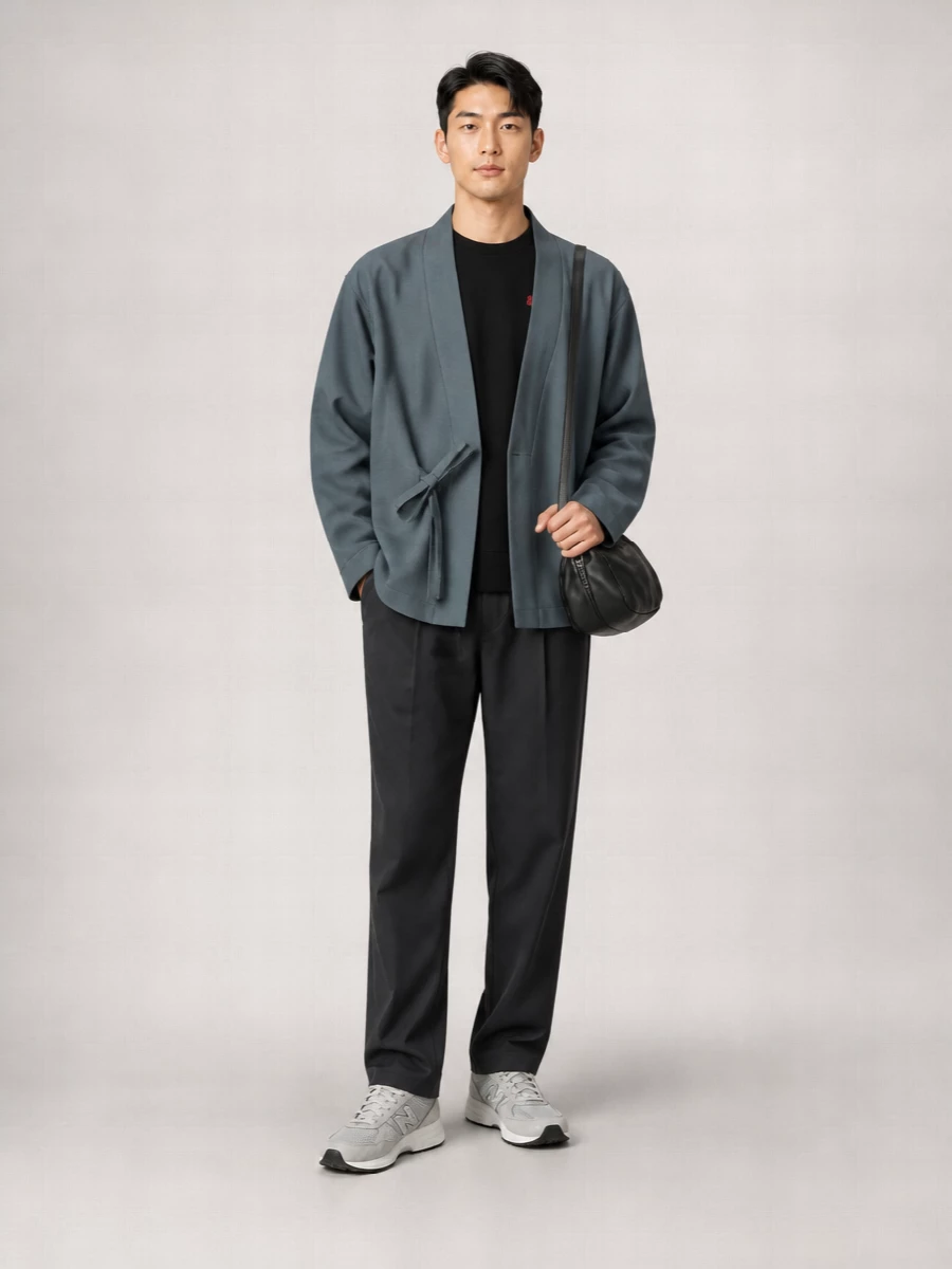 Kenzo Wool Wrap V-Neck Kimono Blazer