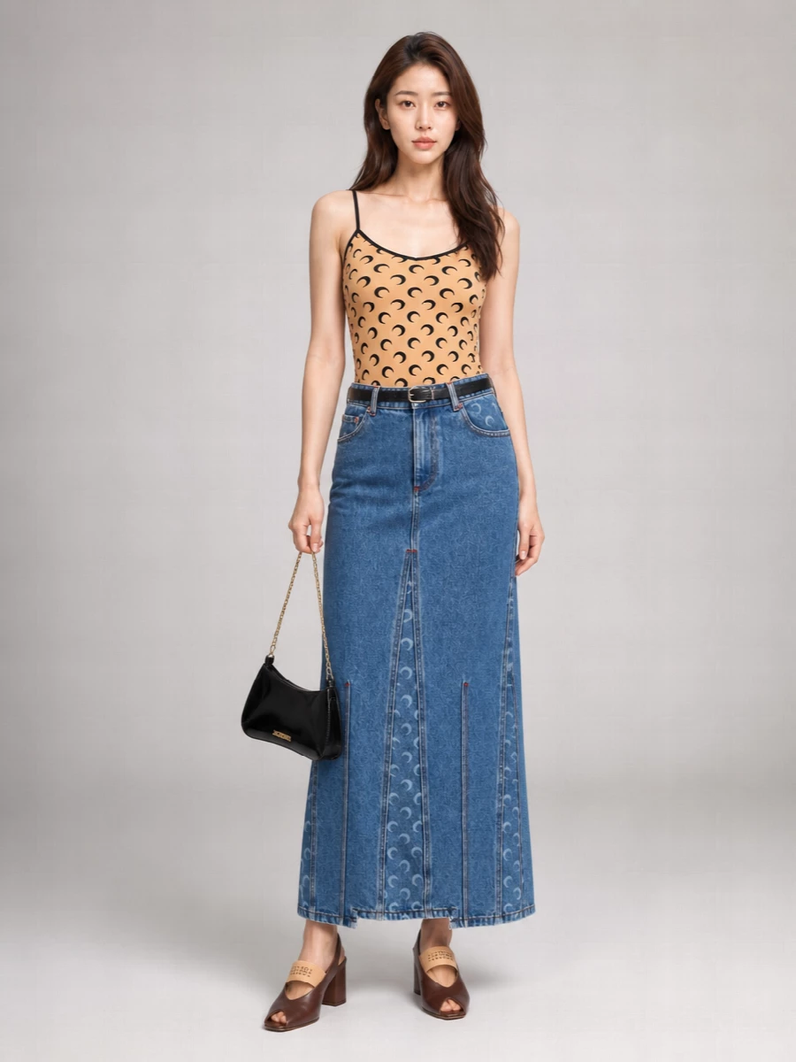 Marine Serre Printed V-Neck Sleeveless Crop Top