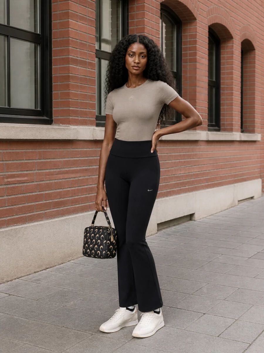 Marine serre tee flared leggings sneakers