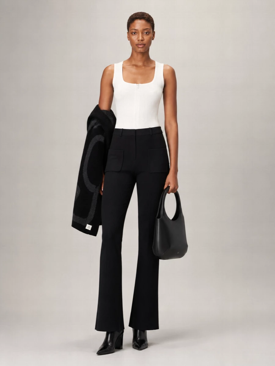 Courrèges Ribbed Square Neck Zip-Front Tank Top