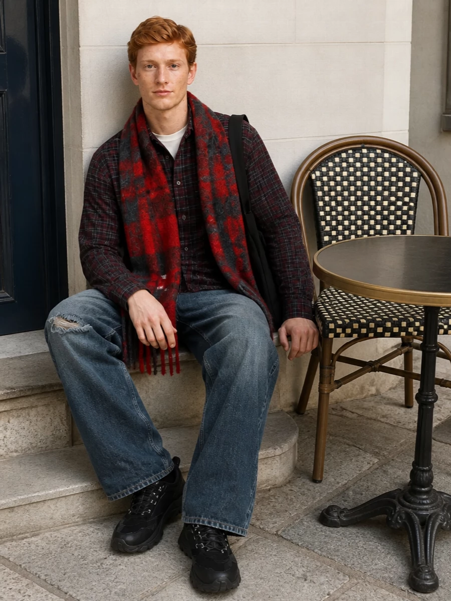 Our legacy plaid shirt wide leg jeans outfit