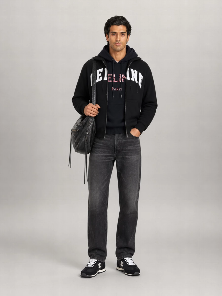 Celine Cotton Relaxed-Fit Zip-Up Hoodie