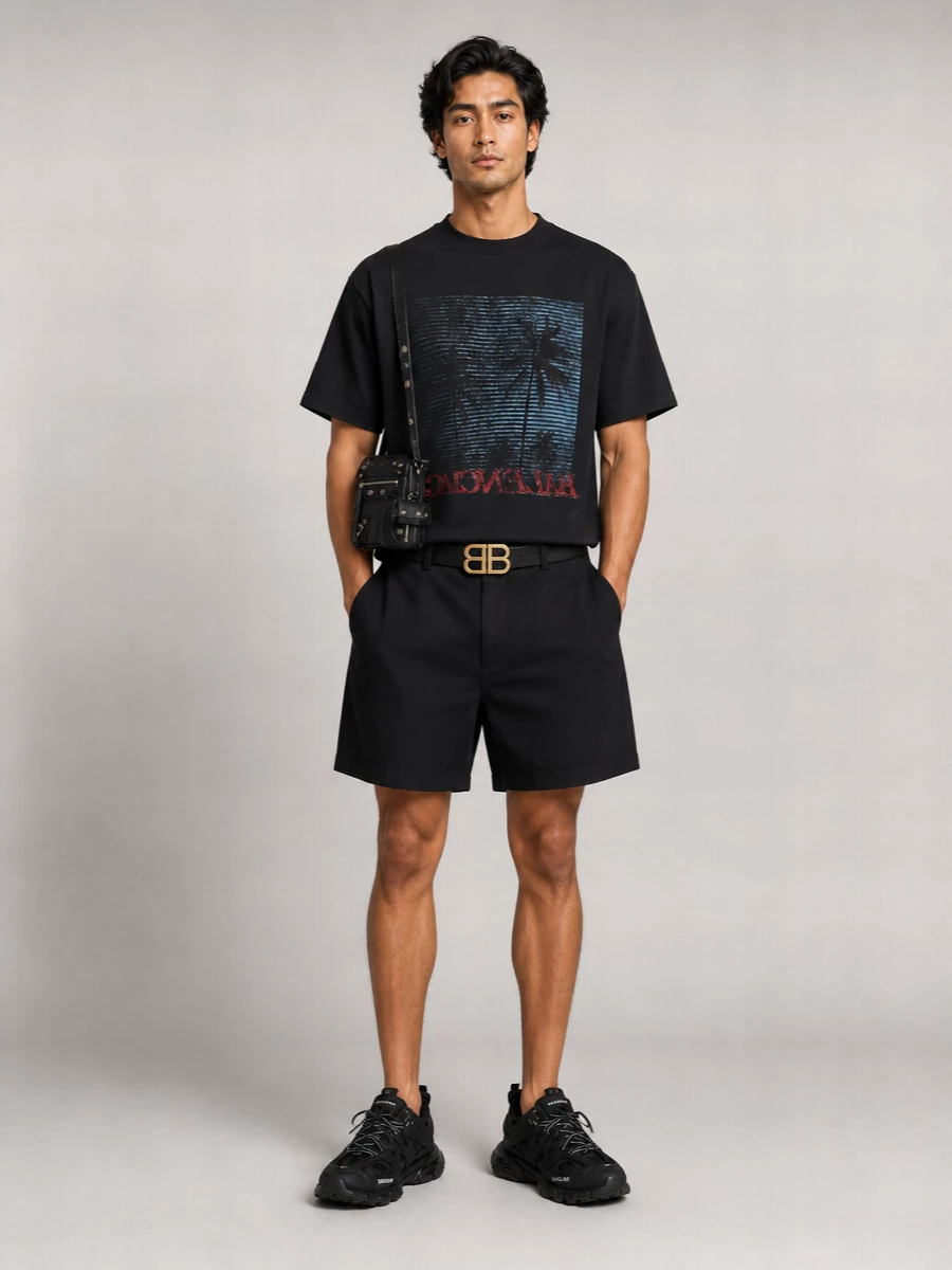 Balenciaga Two-Tone Stretch Nylon Swim Shorts