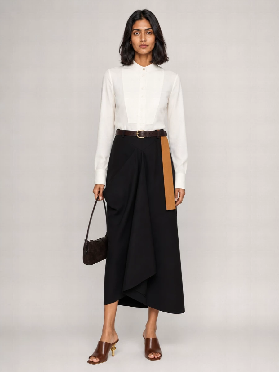 Bottega Veneta asymmetric midi skirt