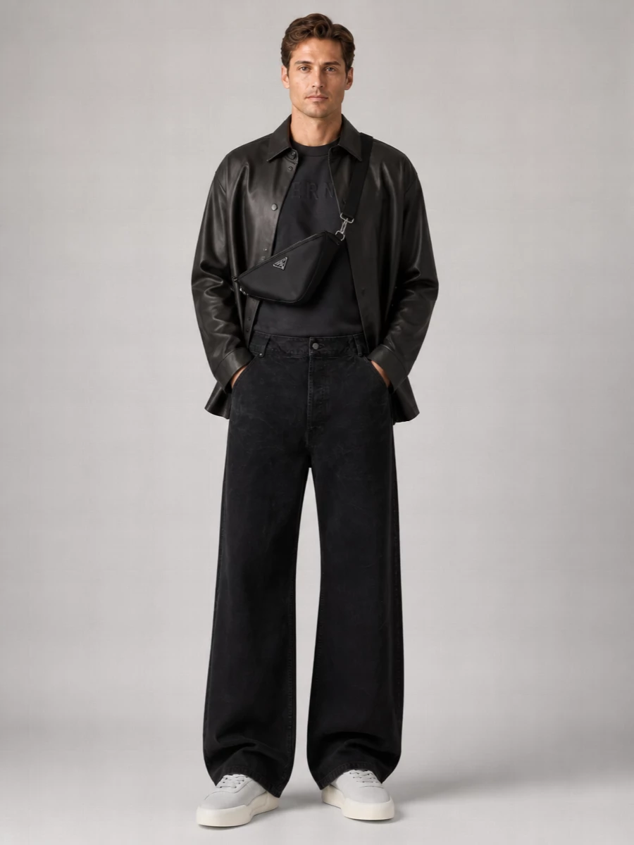 Fear Of God Leather Oversized Shirt Jacket