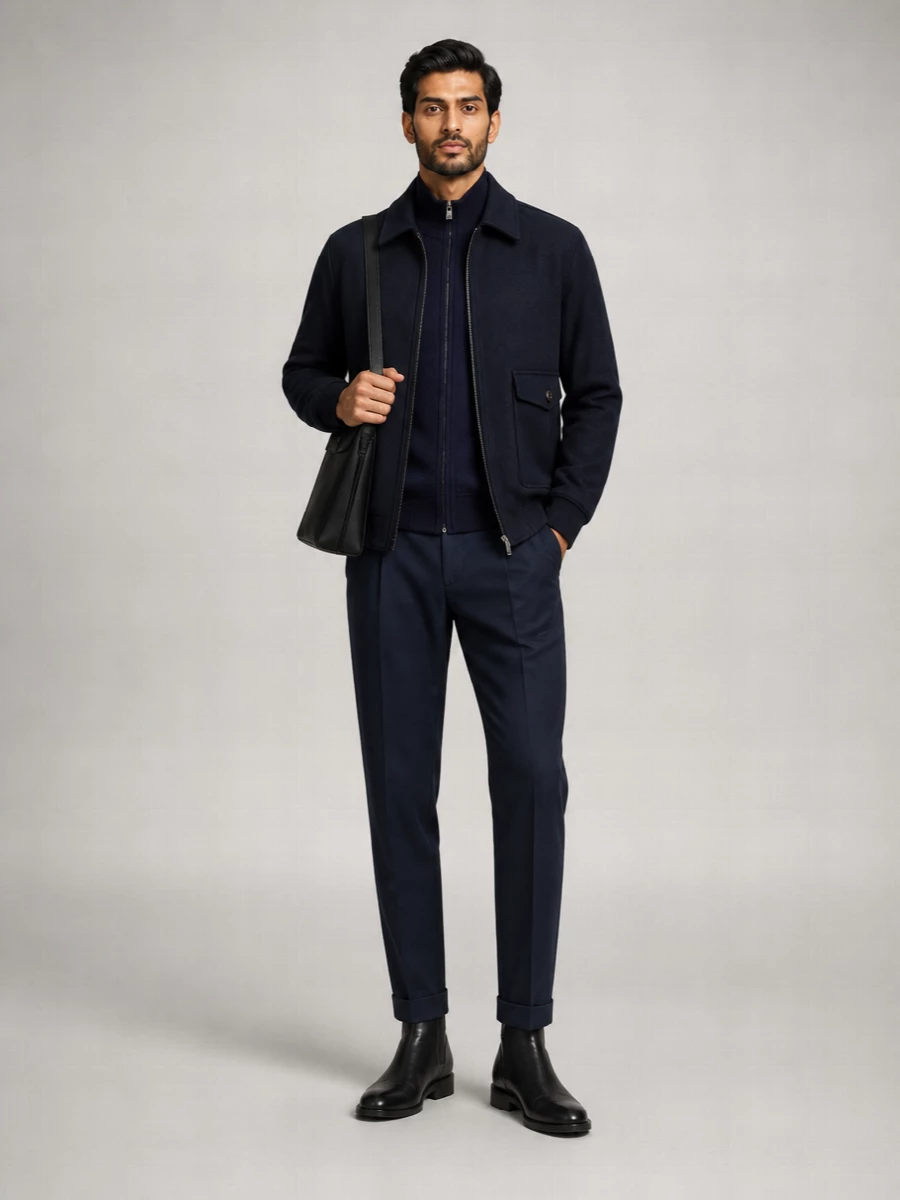 Pal Zileri Wool Single-Breasted Bomber Jacket