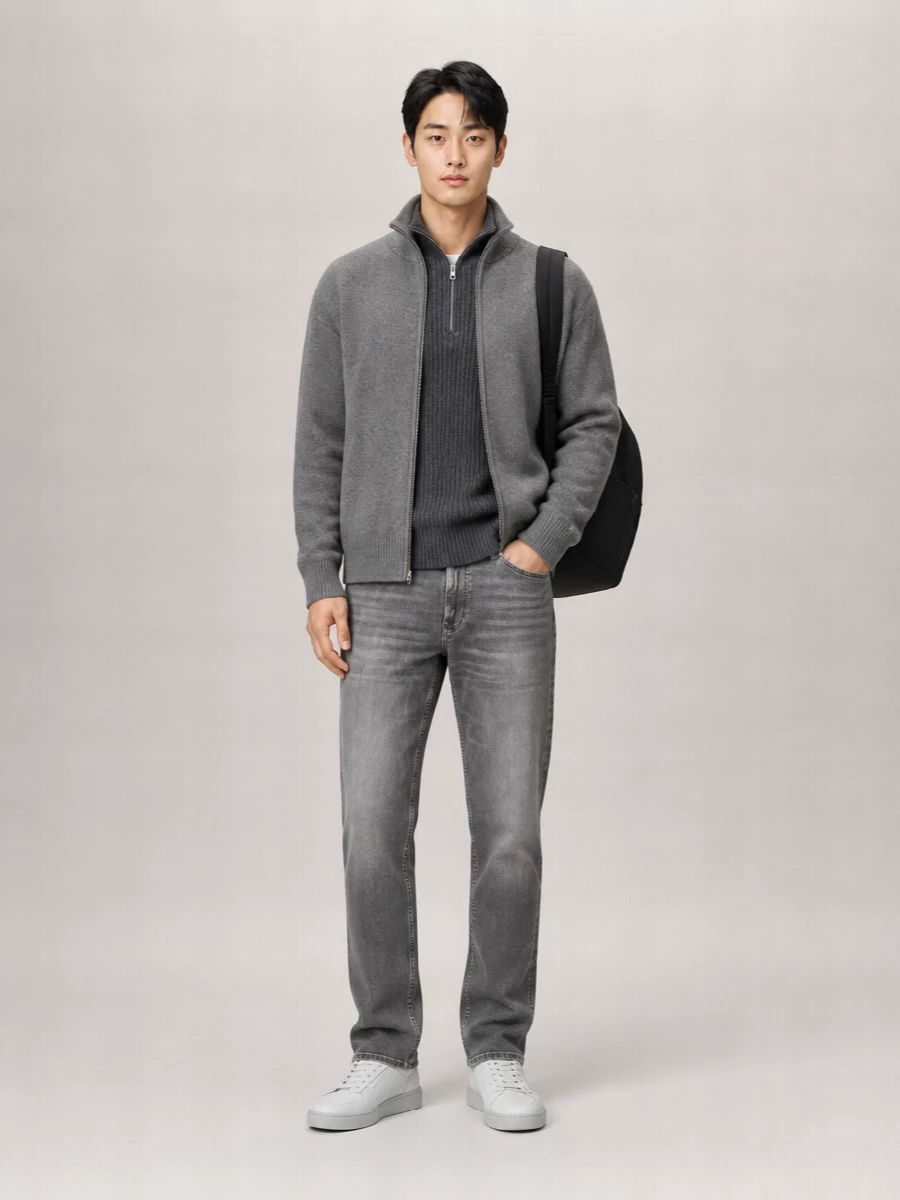 Axel Arigato Wool-Blend Ribbed High-Neck Zip-Up Cardigan