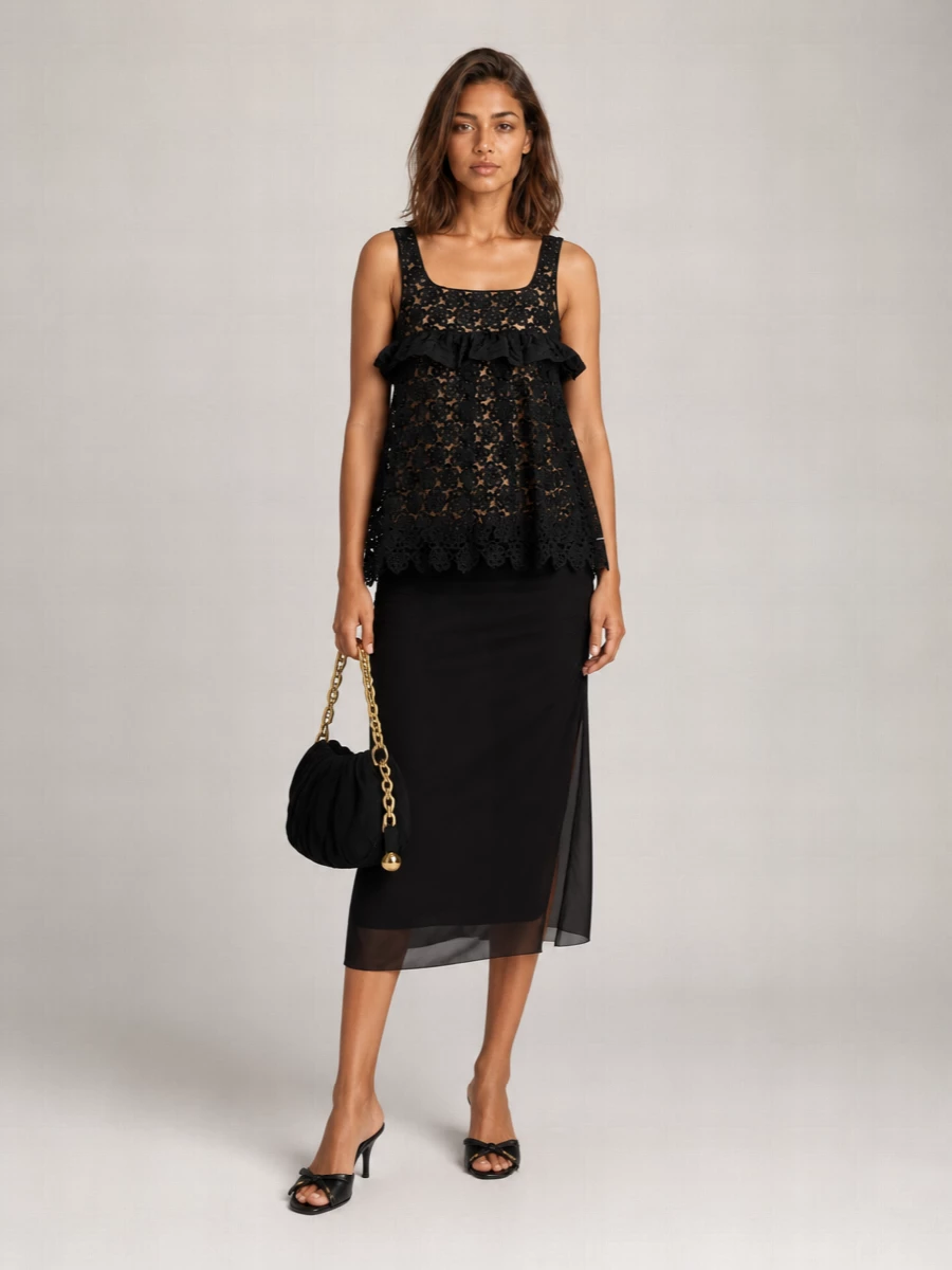 Miu Miu Macramé Floral Mini Dress