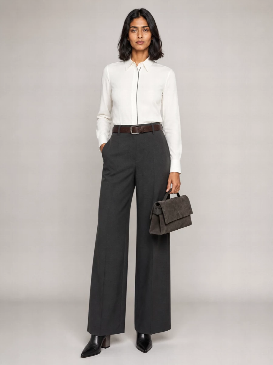Brunello Cucinelli Virgin Wool Wide-Leg Suit Trousers