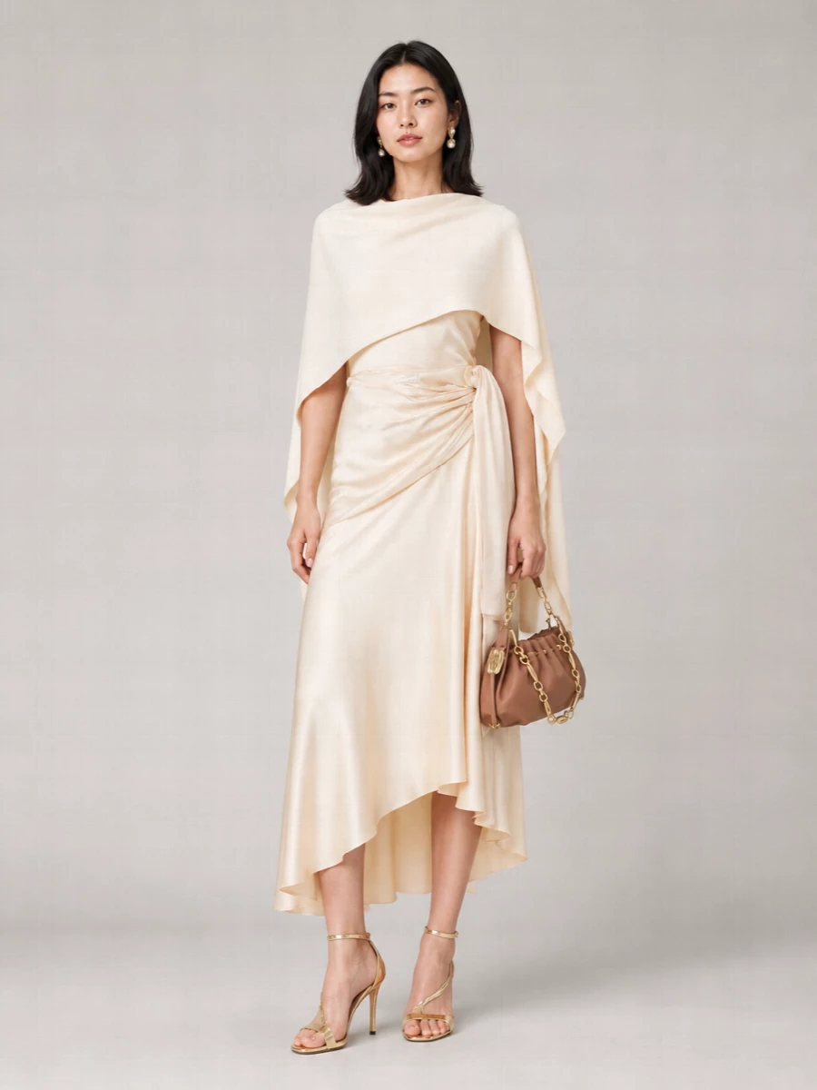Zimmermann satin draped asymmetric midi dress