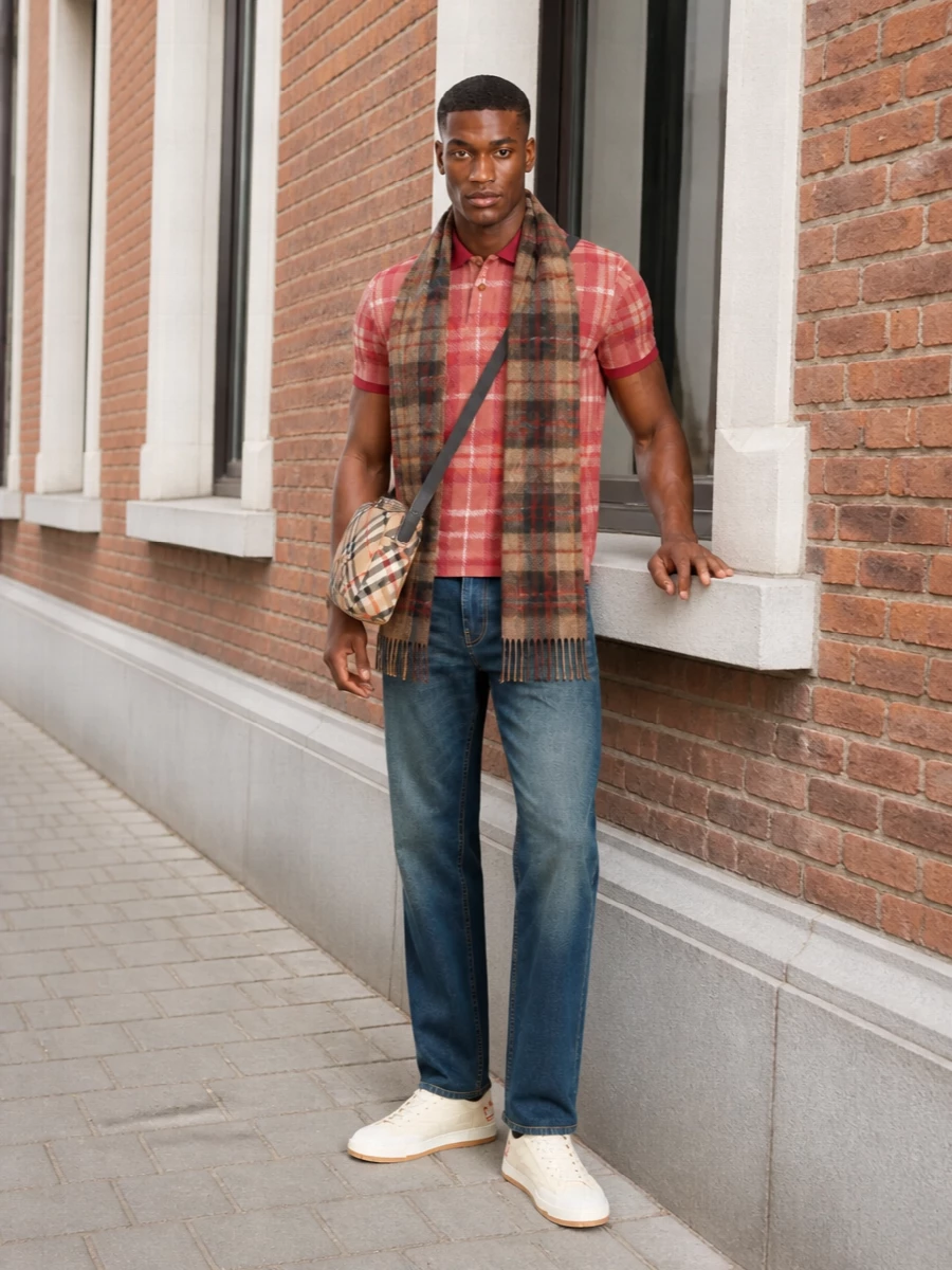 Vivienne westwood check polo straight jeans outfit