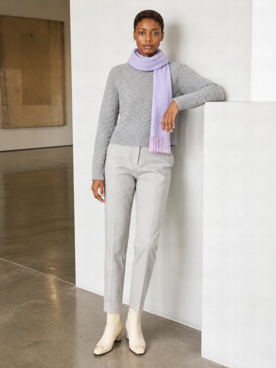 Fabiana filippi grey sweater tailored trousers outfit