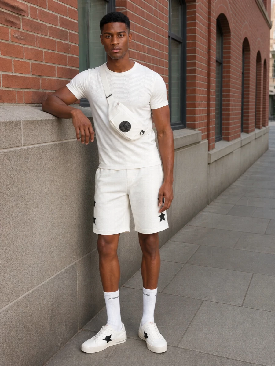 Golden goose star shorts white tee sneakers