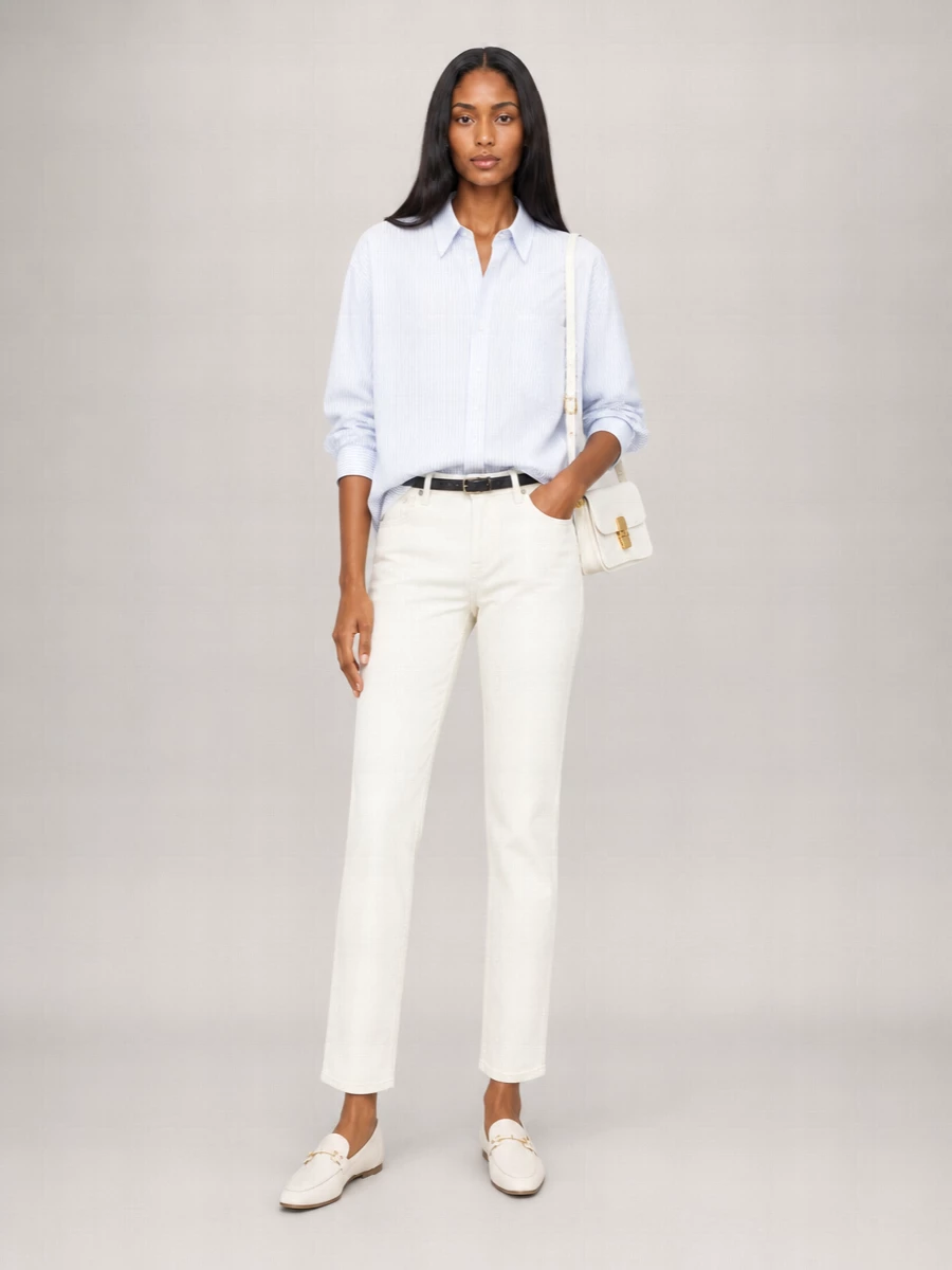 7 For All Mankind Stretch Denim Straight Ankle Jeans