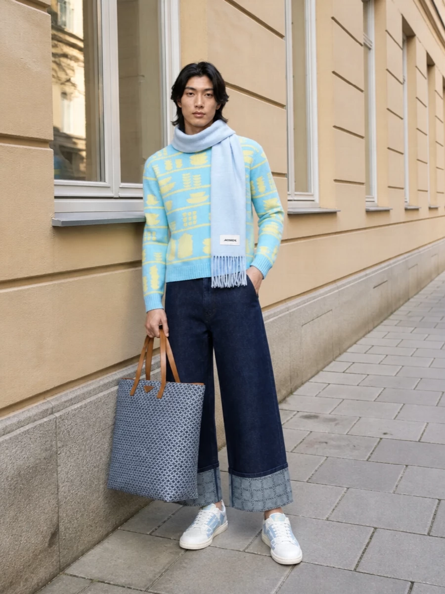 Jw anderson pastel sweater cropped denim amiri sneakers