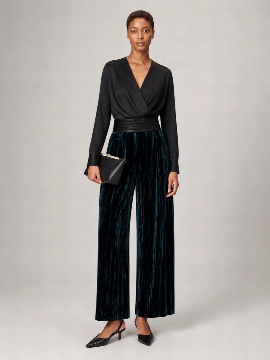Emporio Armani Velvet Wide Leg Trousers