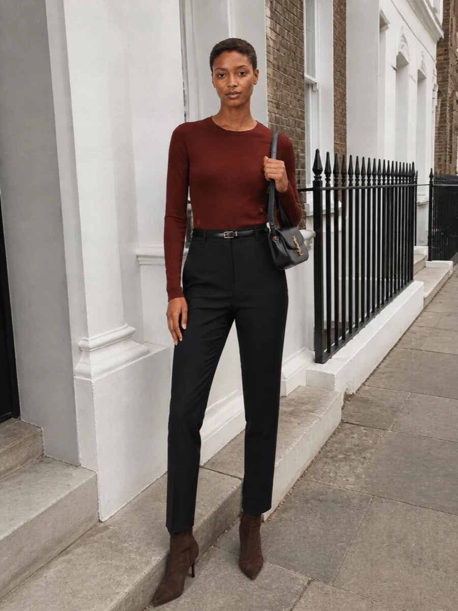 Saint laurent brick top black tailored trousers