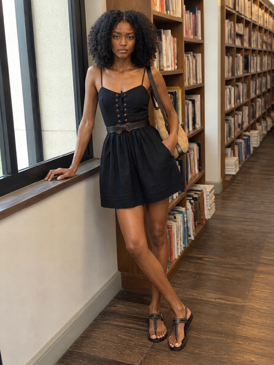 Isabel marant etoile black mini dress outfit