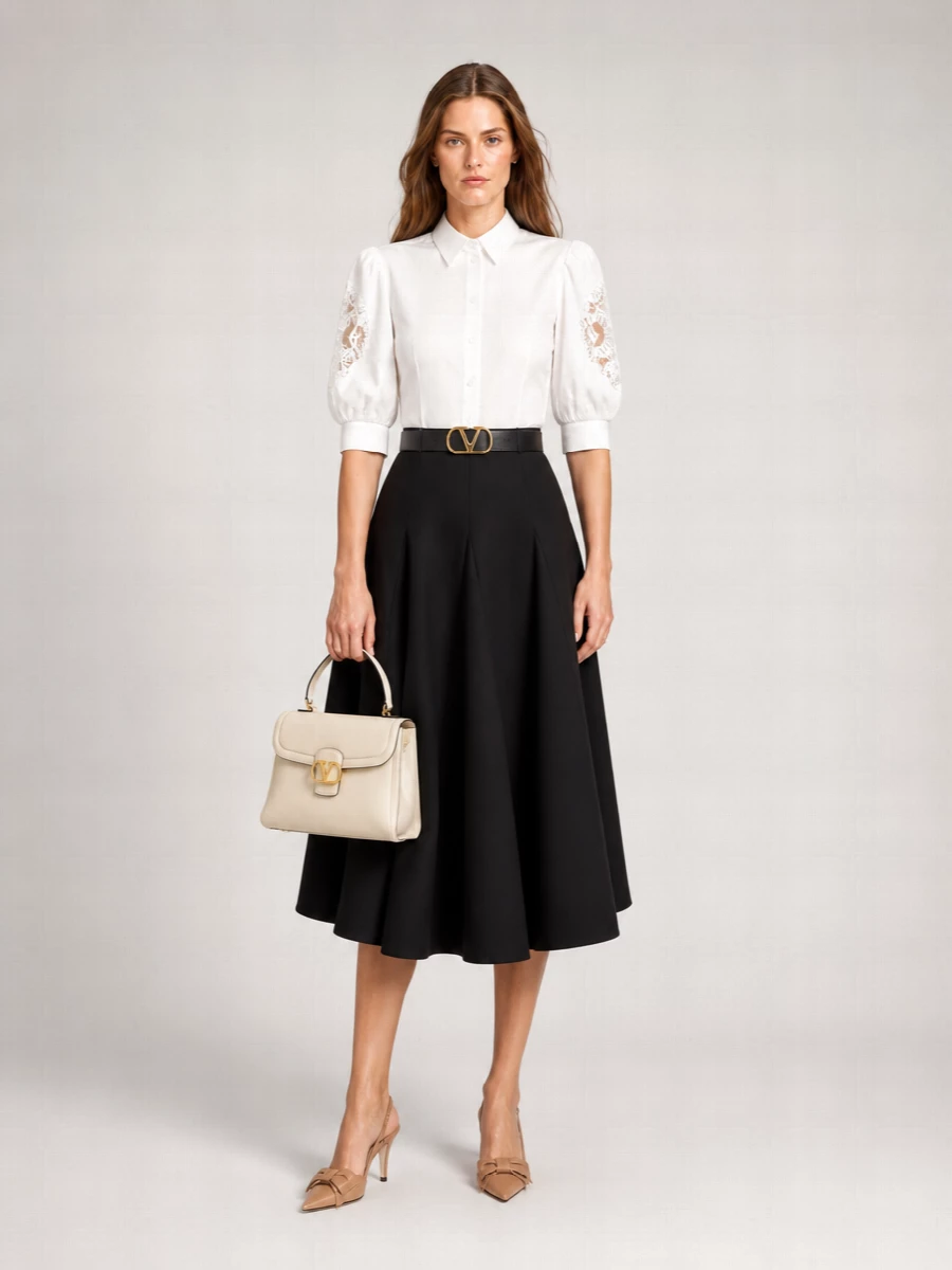Valentino Garavani Macramé Insert Short-Sleeve Shirt