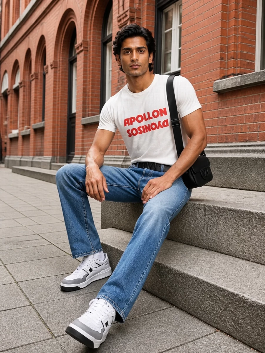 Valentino logo tee straight jeans sneakers
