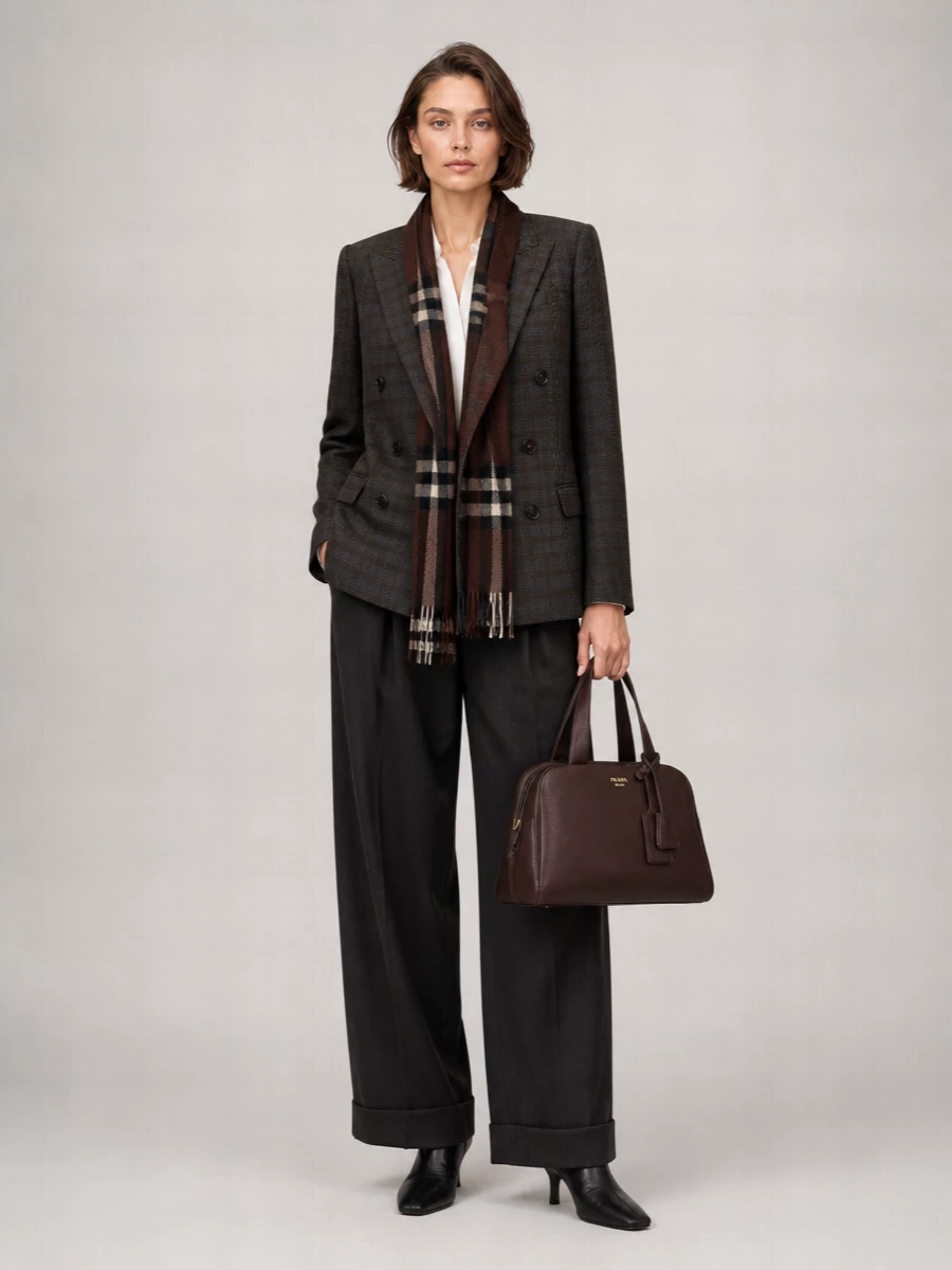 Dries Van Noten Wool Double-Breasted Check Blazer