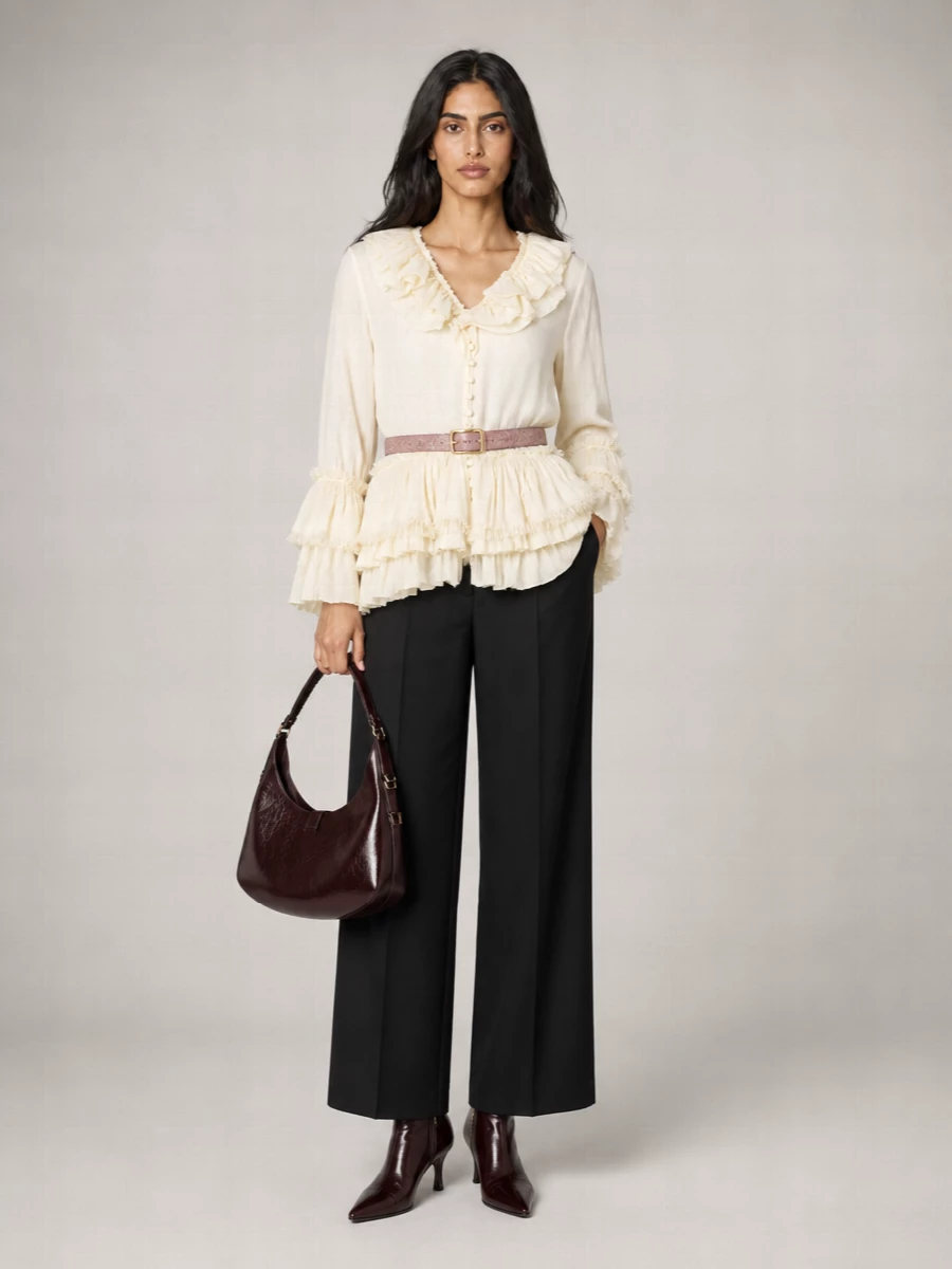 Ganni silk blend blouse