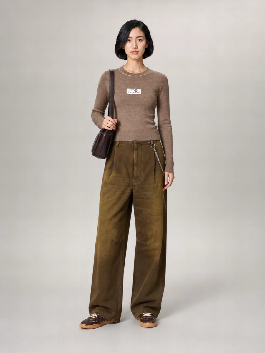 Mm6 Maison Margiela Cotton High-Rise Flared Denim Trousers