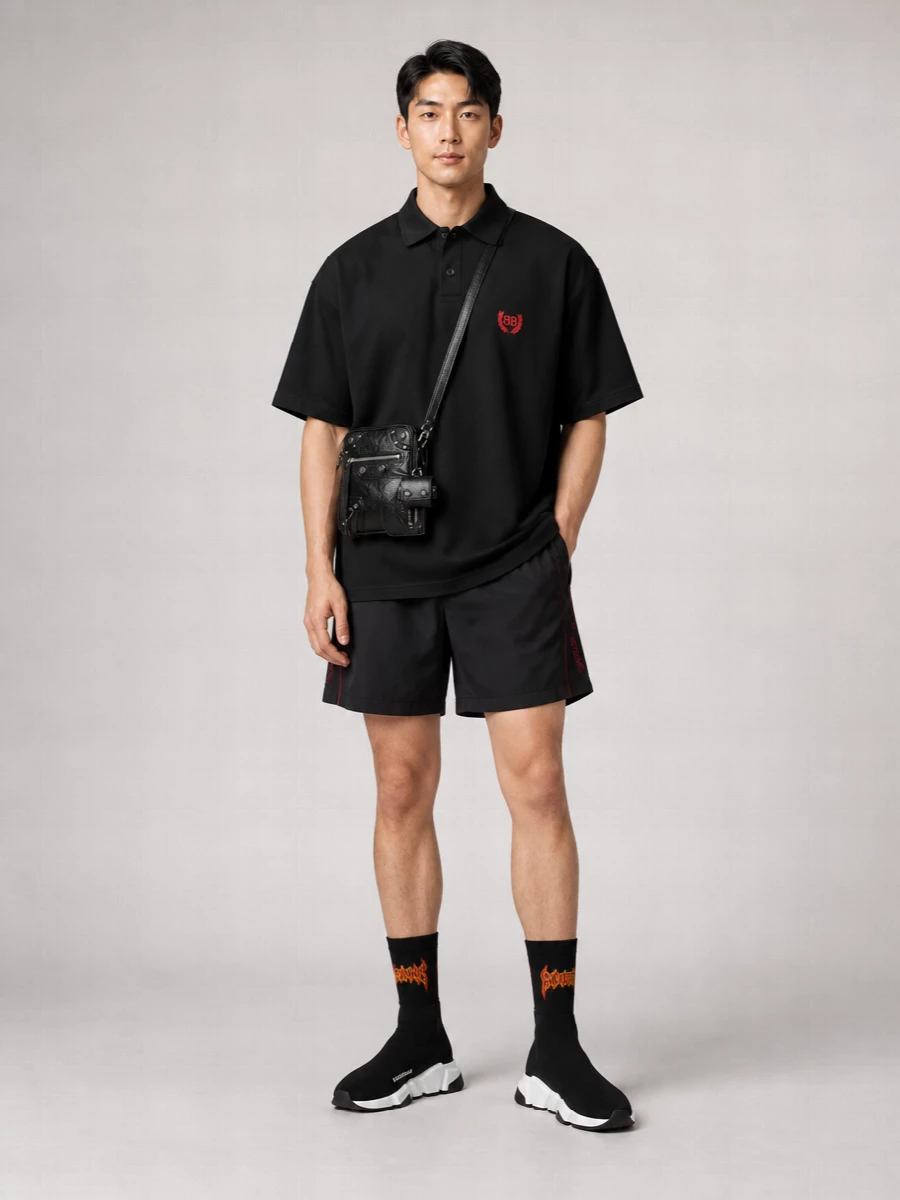 Balenciaga Laurel Classic Cotton Short-Sleeve Polo Shirt